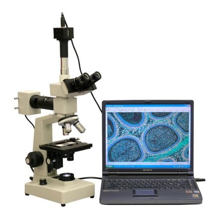 United Scope Llc. AmScope ME300TZB-2L-M 40X-2000X Two Light Metallurgical Microscope with 1.3MP Digital Camera ME300TZB-2L-M